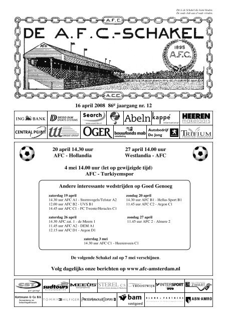16 april 2008 86e jaargang nummer 12 - AFC, Amsterdam
