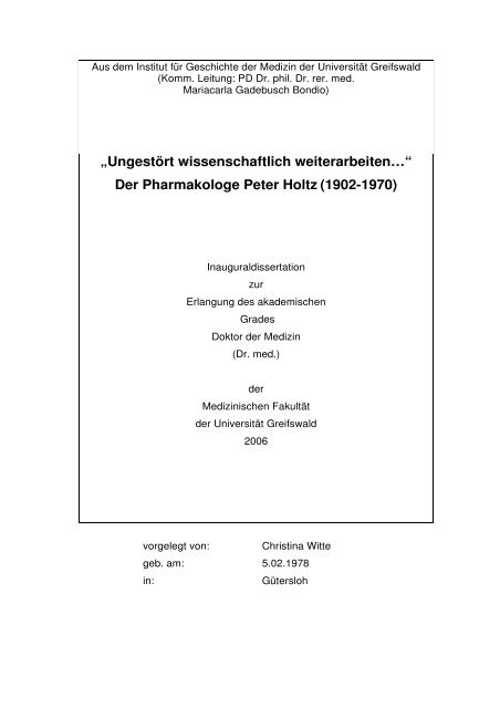 Dissertation Peter Holtz - Ernst-Moritz-Arndt-Universität Greifswald