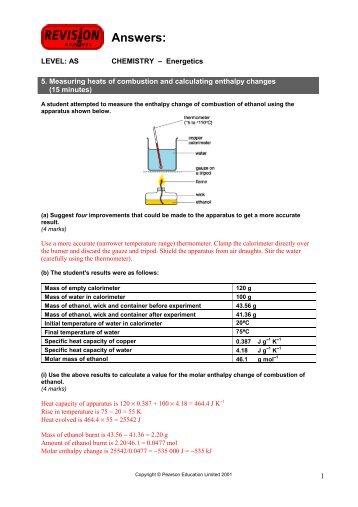 5. Measuring heats of combustion and calculating ... - Pearson