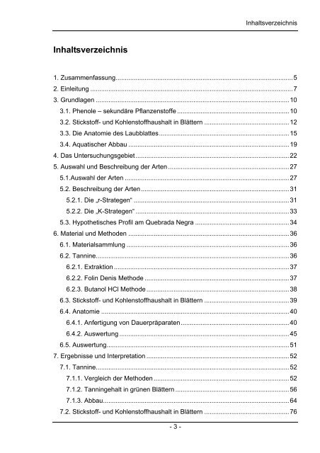 Chemische und Anatomische Untersuchungen zum Laubabbau in