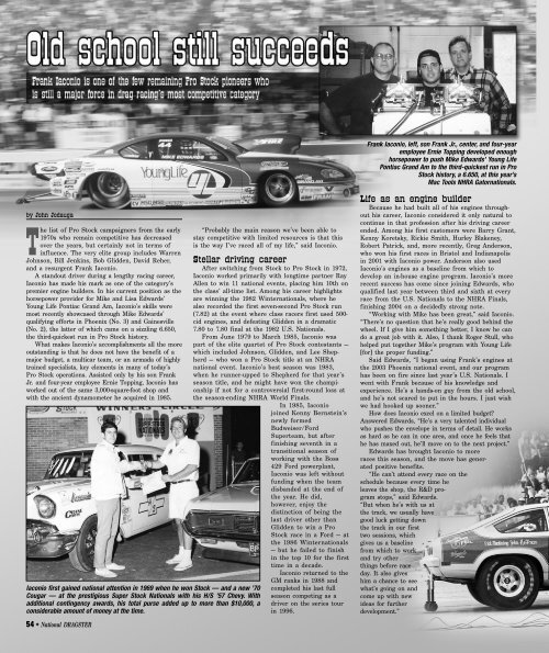 Stellar driving career Life as an engine builder