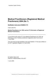 (Registered Medical Practioners) 2004 - ACT Legislation Register