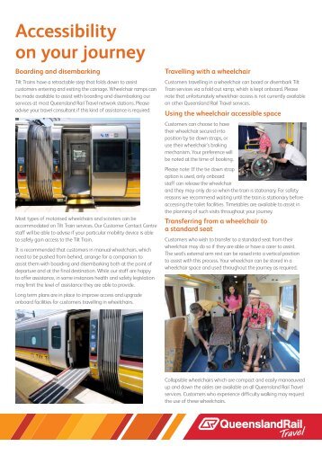 Queensland Rail Travel - Accessibility - On your journey factsheet