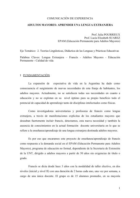 adultos mayores: aprender una lengua extranjera - Usuarios.arnet ...