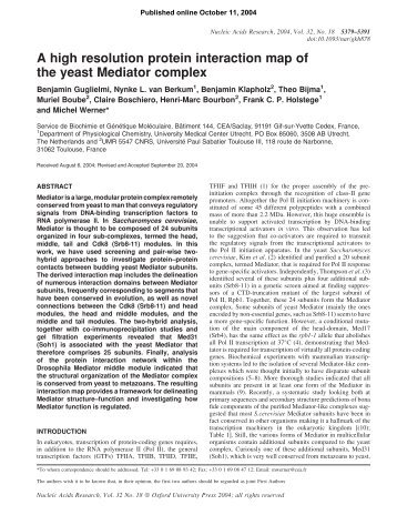 A high resolution protein interaction map of the yeast Mediator ...