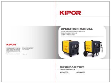 Owner's Manual - Kipor Power Systems