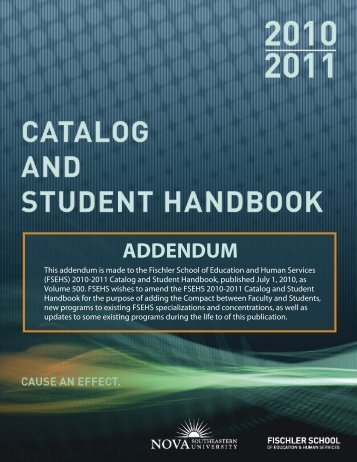 FSEHS Catalog 2010-2011 Addendum - Nova Southeastern ...