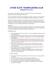 Stoke Elite Club Policies - Stoke Elite Trampolining Club