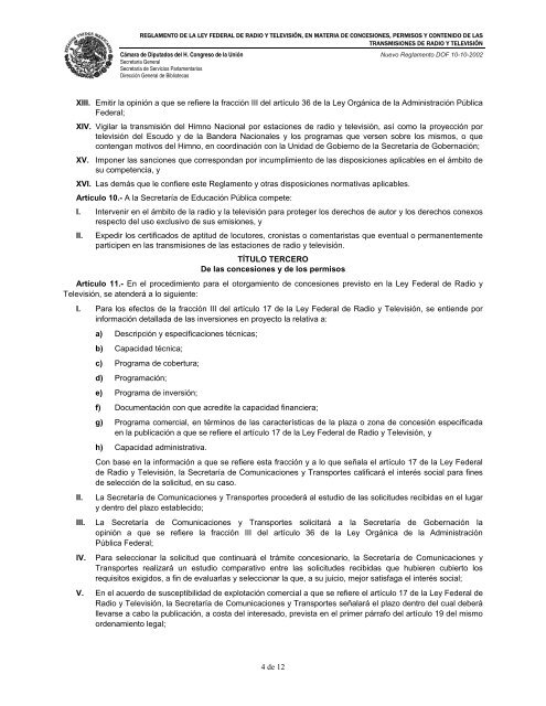 Reglamento de la Ley Federal de Radio y Televisión