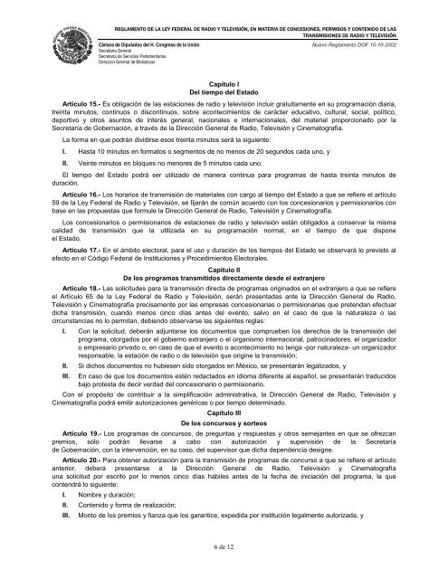 Reglamento de la Ley Federal de Radio y Televisión