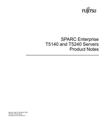 SPARC Enterprise T5140 and T5240 Servers Product Notes