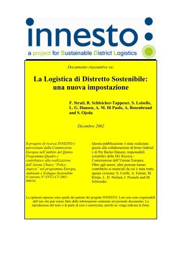 La Logistica di Distretto Sostenibile: una nuova impostazione