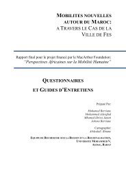 a travers le cas de la ville de fes questionnaires et guides d'entretiens