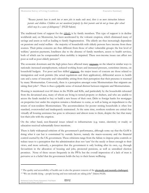 Montserrat Survey of Living Conditions (MSLC) Executive Summary