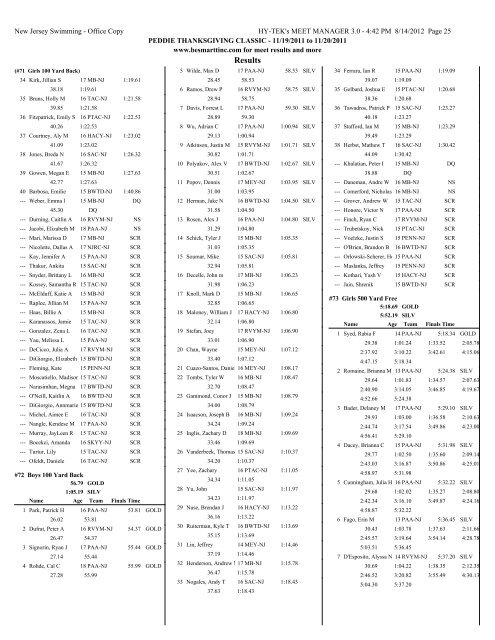 PAA Thanksgiving Classic Swim Meet - New Jersey Swimming