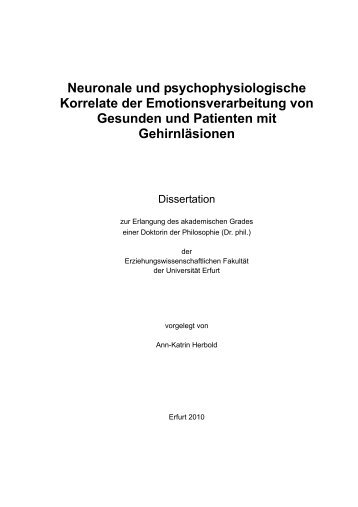 Neuronale und psychophysiologische Korrelate der ...