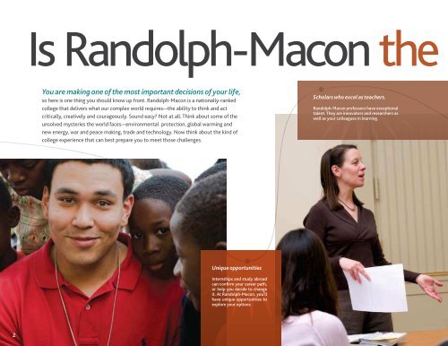 opportunities - Randolph-Macon College