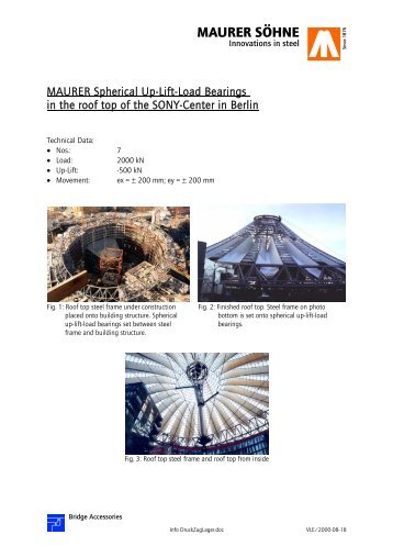 Spherical uplift Load Bearings for SONY Center Berlin