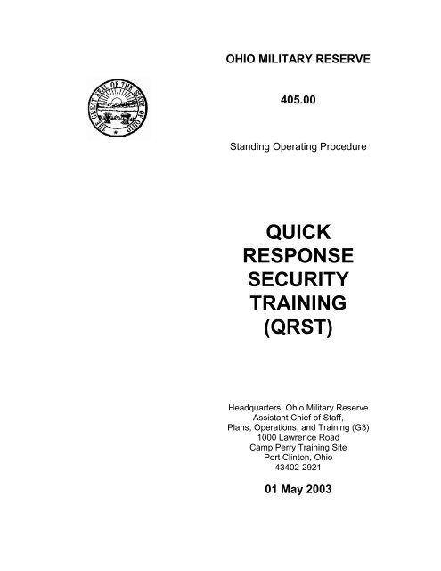 quick response security training (qrst) - Ohio Military Reserve