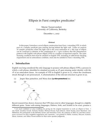Ellipsis in Farsi complex predicates