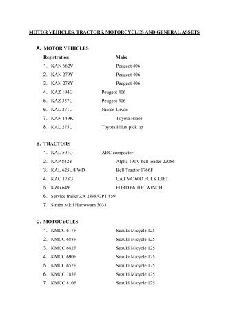 to download the complete list of motor vehicle assets for auction