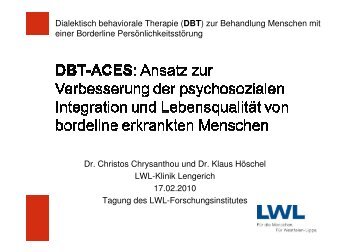 Dialektisch-Behaviorale Therapie / DBT ACES. Ambulantes - LWL ...