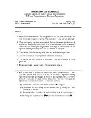 UNIVERSITY OF WATERLOO Mid-Term Examination M.M. ...