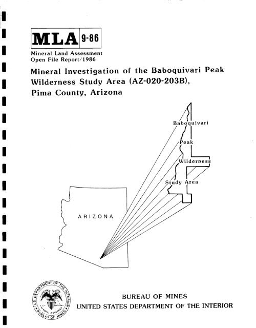 MLA 9-86 - State of Arizona Department of Mines and Mineral ...