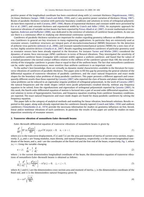 Dynamic modal characteristics of transverse vibrations of cantilevers ...