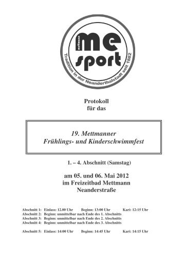 Protokoll Abschnitt 1 - 4 Samstag - ESV Wuppertal Ost