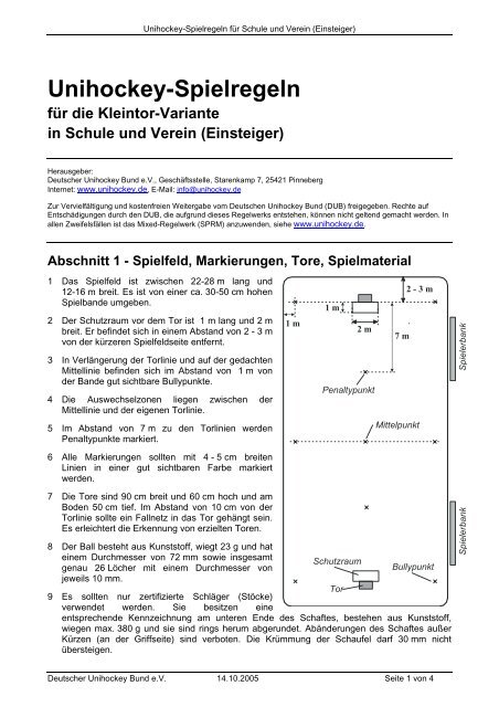 Unihockeyregeln - Schulsport.muc.kobis.de