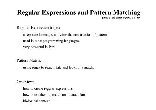 Regular Expressions And Pattern Matching