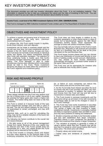 Income Fund Key Investor Information Document - Royal Bank of ...