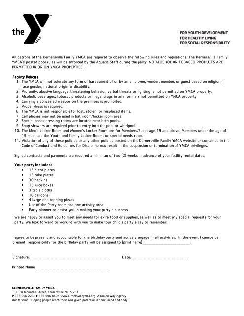 Birthday Party Contract