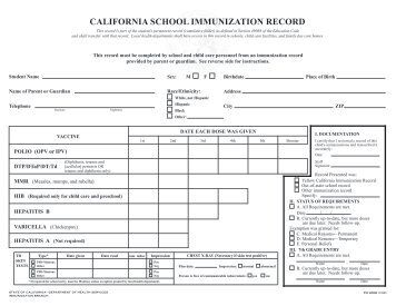 California School Immunization Record - California Department of ...