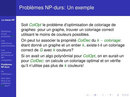 ComplexitÃ© de ProblÃ¨mes: Les PropriÃ©tÃ©s NP, NP-dures et NP ... - FIL