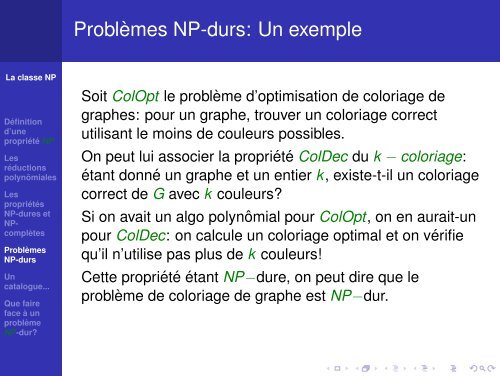 ComplexitÃ© de ProblÃ¨mes: Les PropriÃ©tÃ©s NP, NP-dures et NP ... - FIL