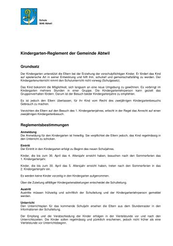 Kindergartenreglement - Schule Abtwil AG