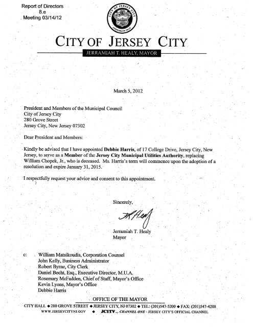 Resolution of the City of Jersey City, N.J.