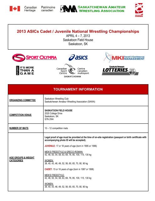 Tournament Information - Canadian Amateur Wrestling Association