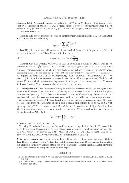 ASPECTS OF IWASAWA THEORY OVER FUNCTION FIELDS 1 ...
