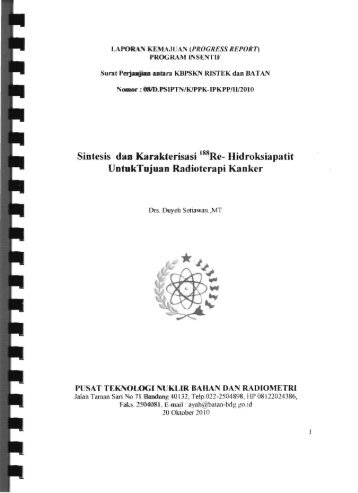 Sintesis dan Karakterisasi 188Re_ Hidroksiapatit ... - KM Ristek