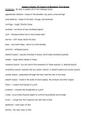 Chapter 20 Support & Movement Test Review