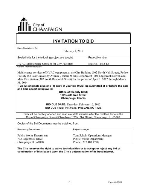 INVITATION TO BID - City of Champaign