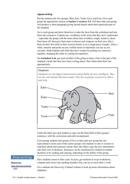 English lesson plans for Grade 5