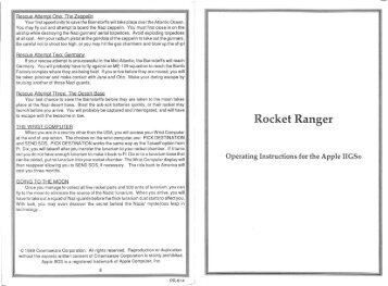 Rocket Ranger Operating Manual
