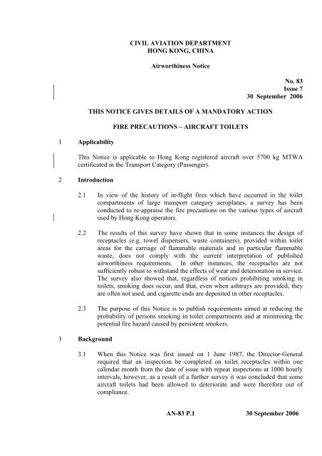 30 September 2006 AN-83 P.1 CIVIL AVIATION DEPARTMENT ...
