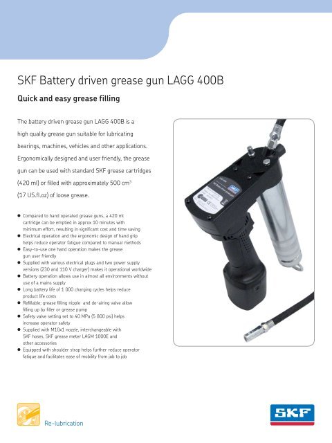 SKF Battery driven grease gun LAGG 400B - SKF.com