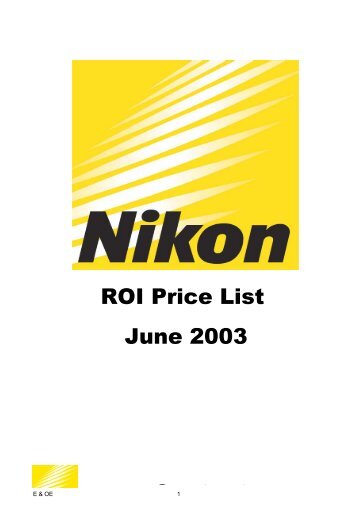 ROI Price List June 03 Final - Nikon