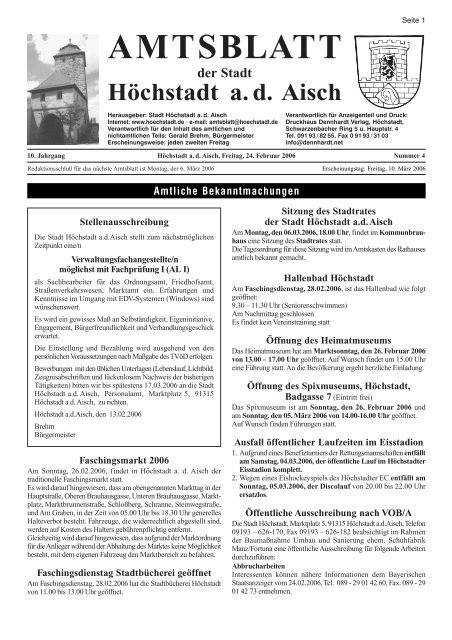 Amtsblatt Der Stadt Hochstadt Ad Aisch